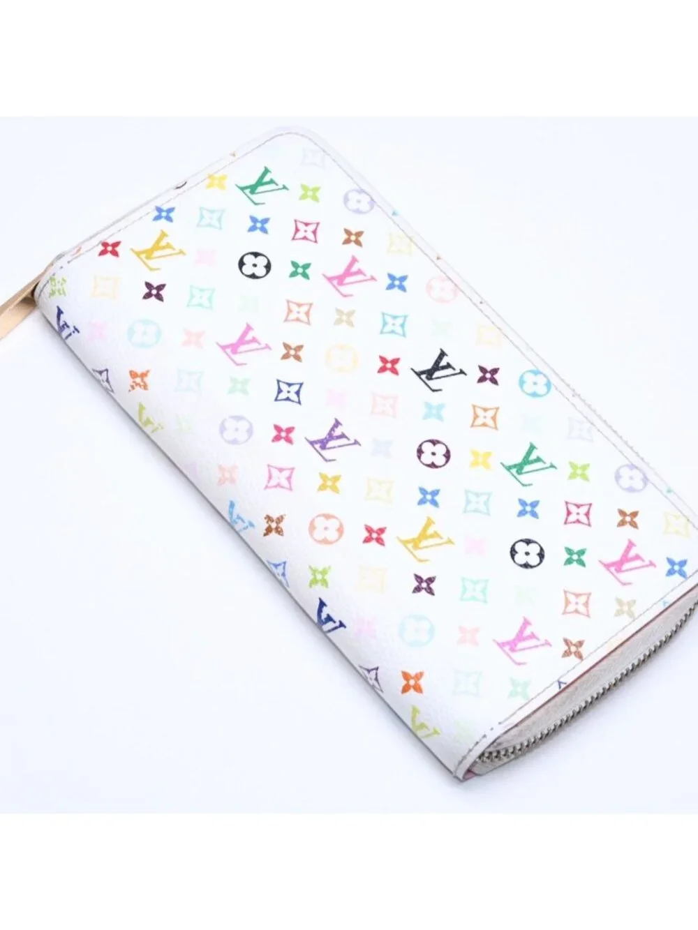 Louis Vuitton Monogram Multicolor Zippy Wallet Takashi Murakami Gold White